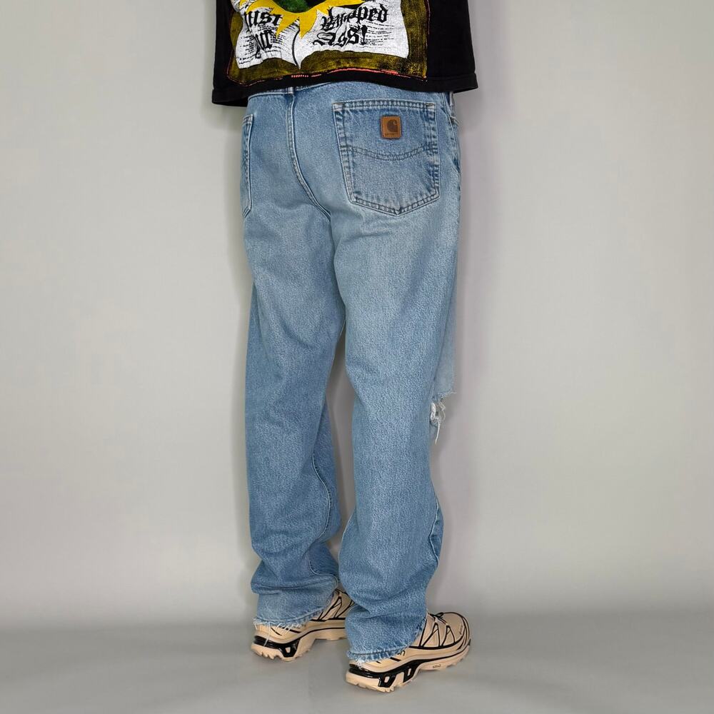 Vintage Y2K Carhartt Jeans 36x32 Relaxed Fit Light Wash Denim Work Wear